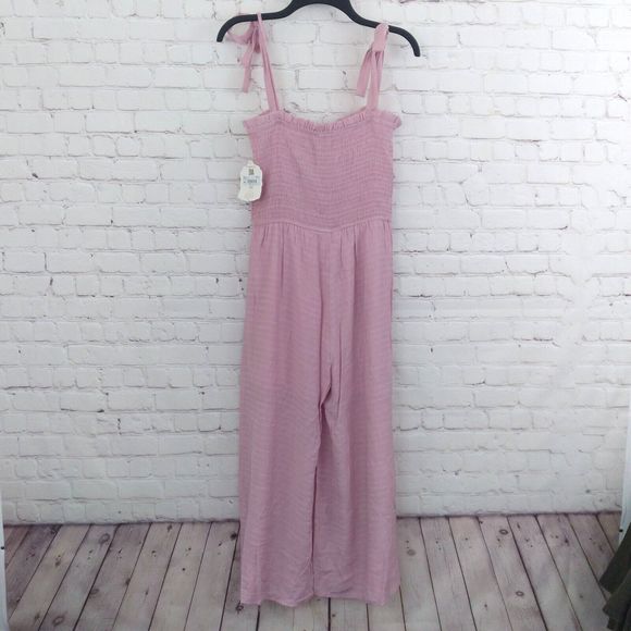 Altar'd State Jumpsuit Womens Medium Purple Shirred Tie Straps Shorts Under - Picture 4 of 7